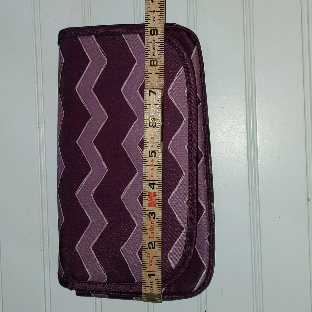 Thirty One Purple Chevron Print Multi Pocket Jewelry Organizer Travel Bag - Picture 7 of 8